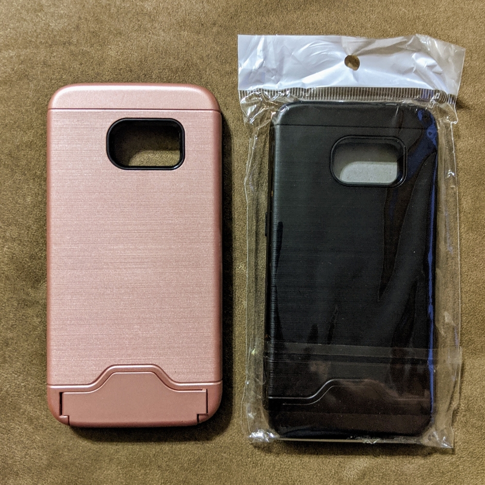 2 Samsung S7 Cases/ Rose Gold + Black